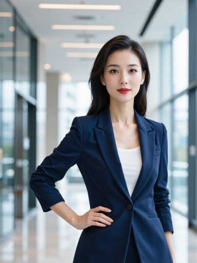 四十岁左右女性律师办公场景，穿职业套装，书架背景，专业严肃氛围